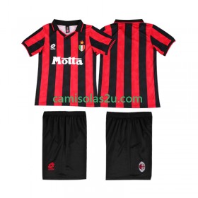 Camisolas de futebol AC Milan 1993 Retro Criança Equipamento Principal 1994 Manga Curta